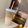 thumbnail image 3 of Cup Plastic Coffee Cup Large Capacity Cute Water Cup With Straw Lid for Summer Cold Drinking, 3 of 5