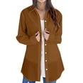 thumbnail image 2 of YVNAURA Flowy Long Sleeve Tops for Women Loose Fit Casual Fall Shirts Crewneck Side Slit Lightweight Blouses Going Out Vacation Outfits 2026, Coffee,XXXL, 2 of 5