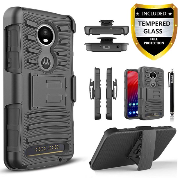 Motorola Moto Z4 Case, Dual Layers Holster] And BuiltIn