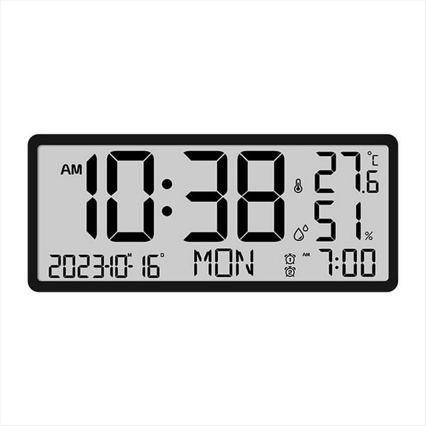 Reloj Despertador Electrónico Digital LCD con Batería, con Visualización de Temperatura, Humedad, Fecha y Hora, para Escritorio y Pared B