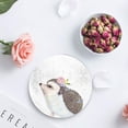 thumbnail image 4 of FMSHPON Hedgehog Wearing Flower Watercolor Style Set of 8 Round Coaster for Drinks, Absorbent Ceramic Stone Coasters Cup Mat with Cork Base for Home Kitchen Room Coffee Table Bar Decor, 4 of 6