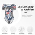 thumbnail image 4 of Pofeuu Flamingo And Zebra Print Short Sleeve Body Suits Women Round Neck Bodysuits for Women Onesie Adult Set Body Suit-Large, 4 of 7