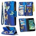 thumbnail image 1 of Dteck iPhone 8 Plus / 7 Plus Case with Zipper Wallet, Painted PU Leather Folio Case 9 Card Slots Wallet Case with Zipper Pocket / Hand Strap for iPhone 7 Plus/8 Plus 5.5",02# Blue Butterfly, 1 of 4
