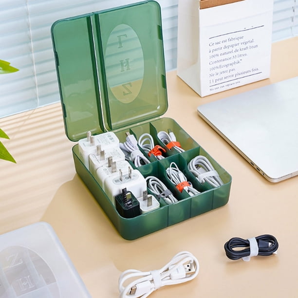 Organizador de cables Homerr, caja de almacenamiento para cargador, contenedor de almacenamiento para cable de datos, adaptador, clasificación de cables, estuche de almacenamiento con múltiples