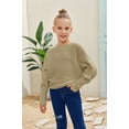 thumbnail image 3 of Batwing Long Sleeve Kids Girls Loose Knit Sweater Solid Pullover Jumper, 3 of 5