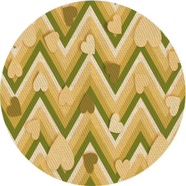 Ahgly Company Machine Washable Indoor Round Transitional Dark Golden Rod Brown Area Rugs, 7' Round
