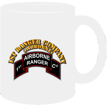 White, 11 Oz,  Coffee Mug - SOF - 1st Ranger Co w Txt