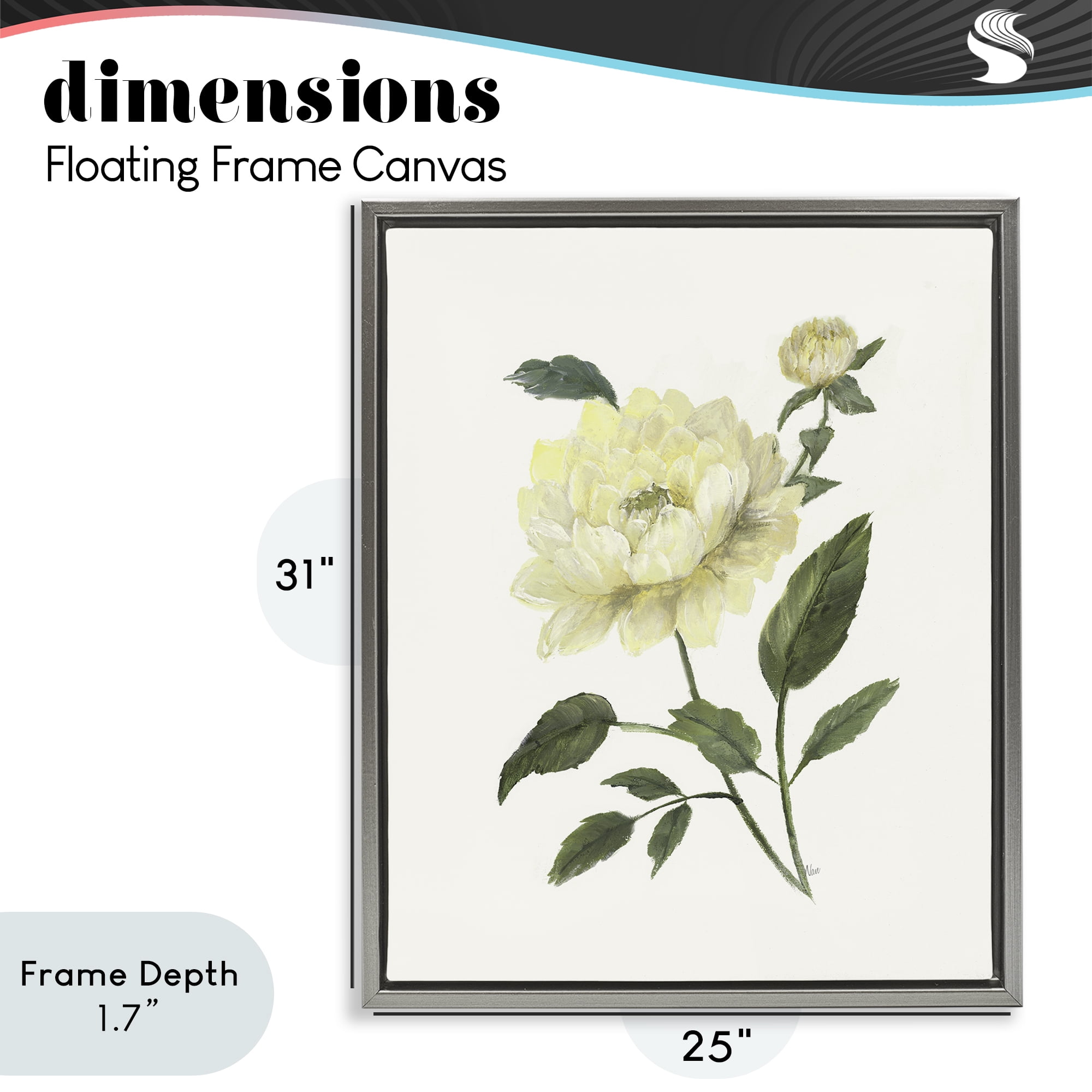 Stupell Industries Cream Garden Peony with Buds Gray Framed Floater Canvas Wall Art, design by Nan