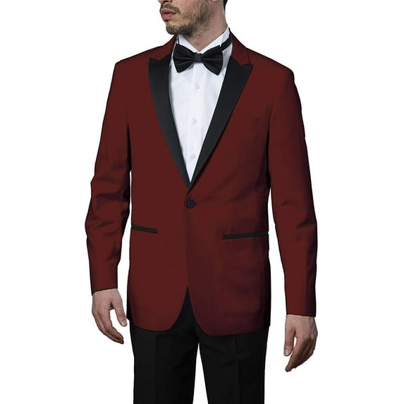 Giorgio Fiorelli Men’s G47815/12 One Button Modern Fit Two-Piece Peak Lapel Tuxedo Suit Set - Burgundy - 40L