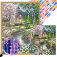 thumbnail image 1 of Pintura de diamante 5D DIY taladro cuadrado completo taladro AB parcial puente jardín 45x60cm, 1 of 9