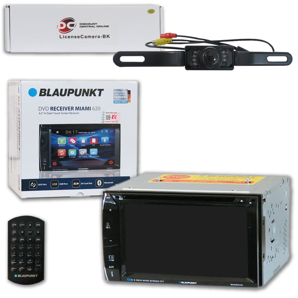 Blaupunkt MIAMI620 Car Audio Double Din 2DIN 6.2 Touchscreen DVD MP3 CD Stereo Bluetooth with DiscountCentralOnline HL09 Waterproof Nightvision back-up camera