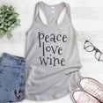thumbnail image 2 of Peace Love Wine Tank Top, Ladies Racerback Tank Top, Alcohol Tank, Party Tank, Silver Gray, XX-Large, 2 of 3