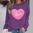 thumbnail image 2 of hotojiny Womens Crewneck Sweatshirt Fashion Valentines Heart Long Sleeve Pullover Fall Loose Fit Tops Clothes S- 5XL, 2 of 5