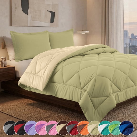 Reversible 3pc Comforter Set King/Cal King Sage/Cream