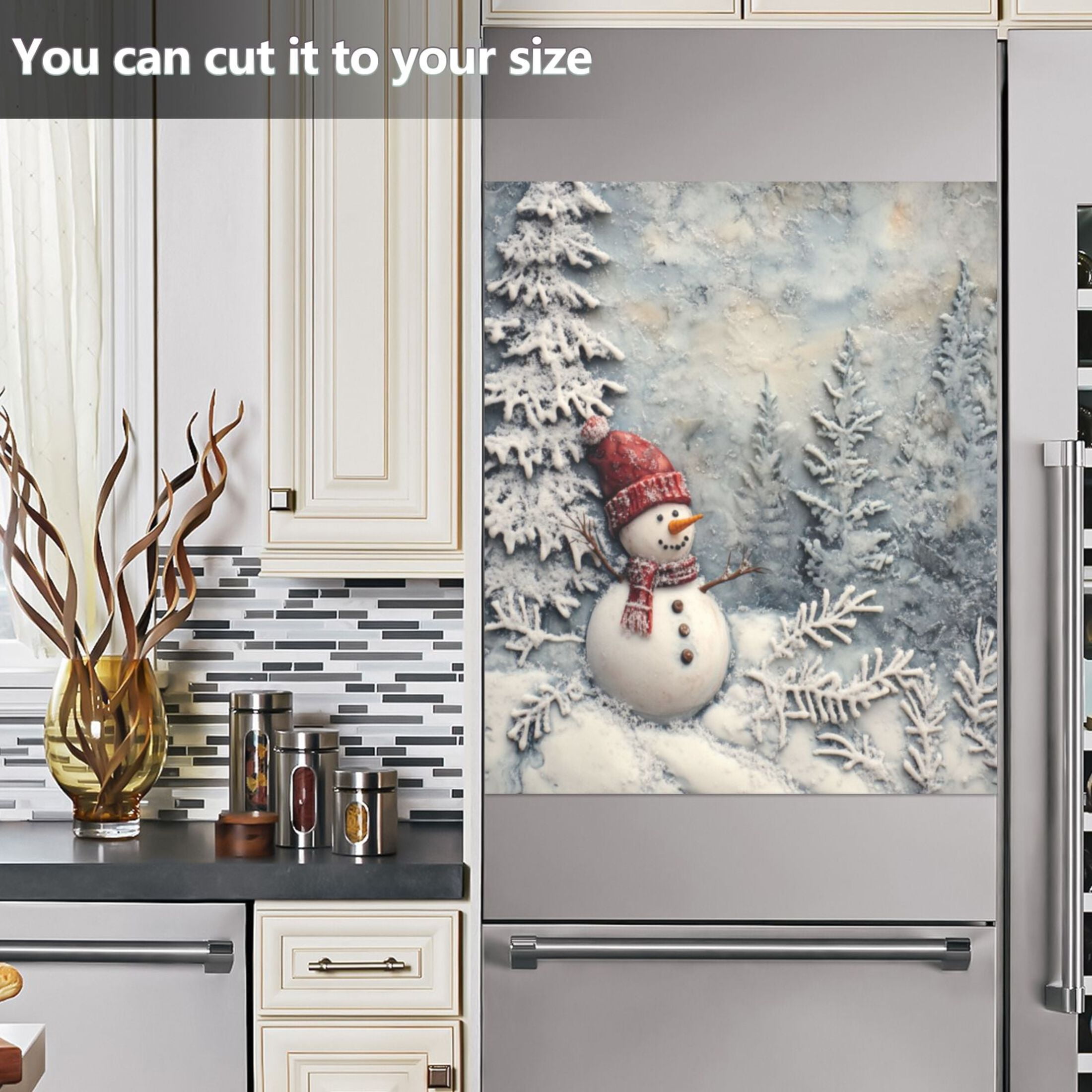 Dishwasher Magnetic Sticker 23x26 Inch Refrigerator Magnetic Sticker Washing Machine Magnetic Sticker Kitchen Panel Magnetic Sticker Home Decor Christmas Tree and Snowman