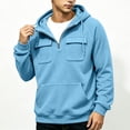 thumbnail image 3 of Hngshg Men's Hooded Sweatshirts Big and Tall Long Sleeve Quarter Zip Tops Textured Drawstring Pullover Hoodies, 3 of 7
