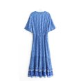 thumbnail image 2 of U.Vomade Robe Maxi Vintage Mode Femme Imprimée Col en V Rayonne Plage Boho Frange Été Boho, 2 of 9