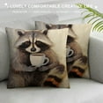 thumbnail image 3 of COMIO  Pillow Case Macro Watercolor Funny Raccoon Coffee Character Mammal Grey Amusing Big Classic Colored Design Farmhouse Decorative Throw Pillows Covers for Fall Decorations, 3 of 5