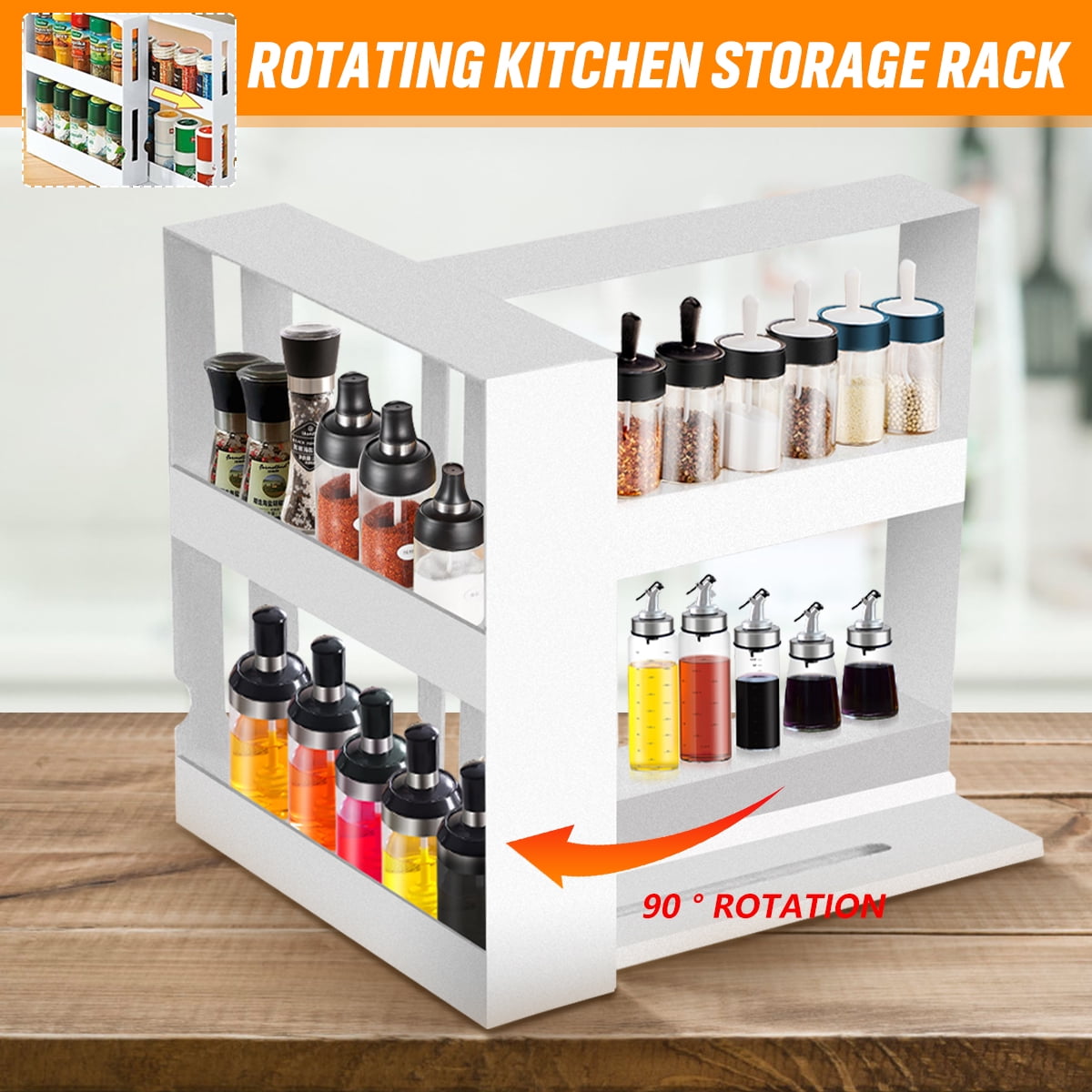 Rotating Shelf Spice Organizer Slide Kitchen Cabinet Cupboard Storage Rack UFCA 