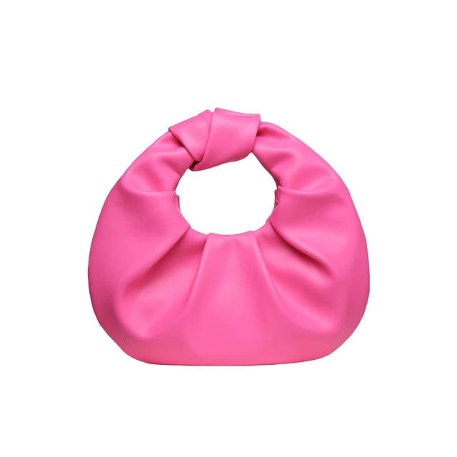Bolso de mano Verdusa de piel sintética fruncida tipo hobo, bolso de mano, color rosa intenso