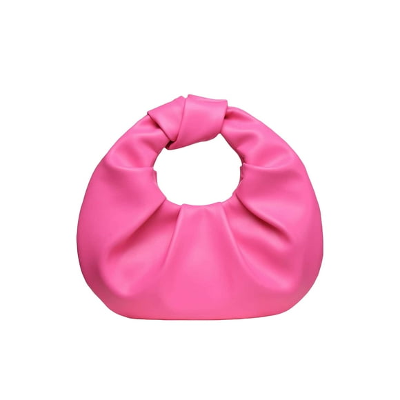 Bolso de mano Verdusa de piel sintética fruncida tipo hobo, bolso de mano, color rosa intenso