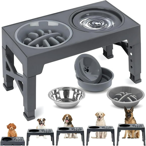 Cuencos Elevados EKEJLI Negro para Perros Medianos y Grandes Ajustables y Portátiles