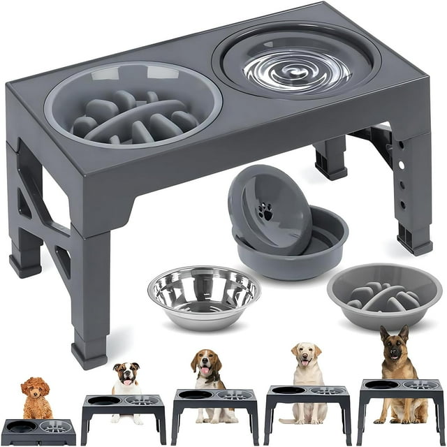 Cuencos Elevados EKEJLI Negro para Perros Medianos y Grandes Ajustables y Portátiles