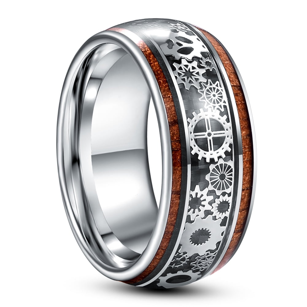 6MM Dome Titanium Wedding Band D/C Pattern Matte Finish Ring Size 7-14 
