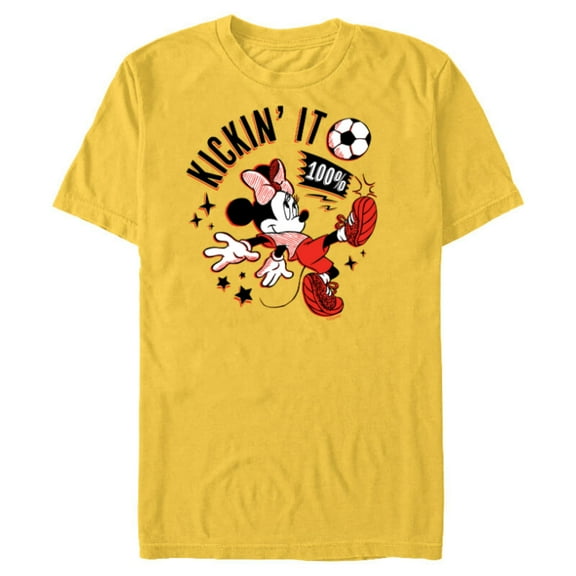Disney Minnie Mouse Sports Soccer Kickin’ It 100% Football - Short Sleeve Blended T-Shirt for Adults - Customized-Yellow