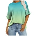 thumbnail image 2 of Fnooota Womens T Shirts, Crew Neck Gradient Print Short Sleeve Casual Summer Tops Mint Green Size XL, 2 of 6