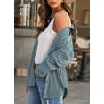 thumbnail image 3 of Women Corduroy Shirts Jacket Shacket Casual Button Down Long Sleeve Oversized Tops Plus Size, 3 of 5