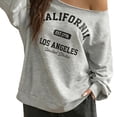thumbnail image 3 of Arlun Women's off the Shoulder Sweatshirts Letter Graphic Oversized Long Sleeve Pullover Tops Loose Fit Soft Comfortable Casual Fashion Streetwear Fall Outfit 2026 1-Grey XS, 3 of 5