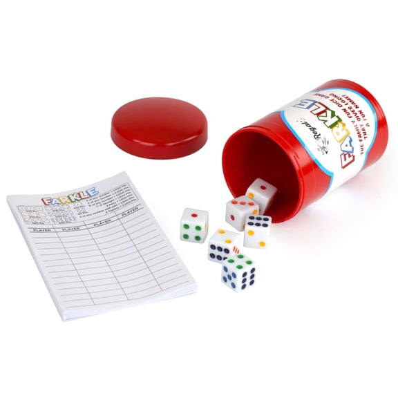 Regal Games Farkle Dice Game Set, Includes 6 Colored Dice, Storage Cup, 25 Scorecards