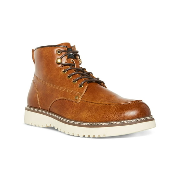 MADDEN Mens Brown Heel Pull-Tab Lug Sole Padded Dillox Round Toe Wedge Lace-Up Boots Shoes 10.5 M