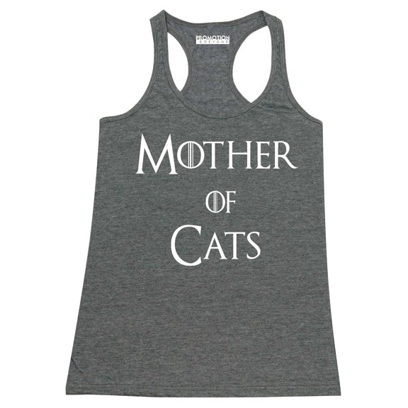 P&B Mother of Cats Funny Women's Tank Top, Heather Charcoal, L