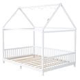 thumbnail image 5 of Euroco Wood Full Size House Canopy Bed, Platform Bed with LED Light, 5 of 9