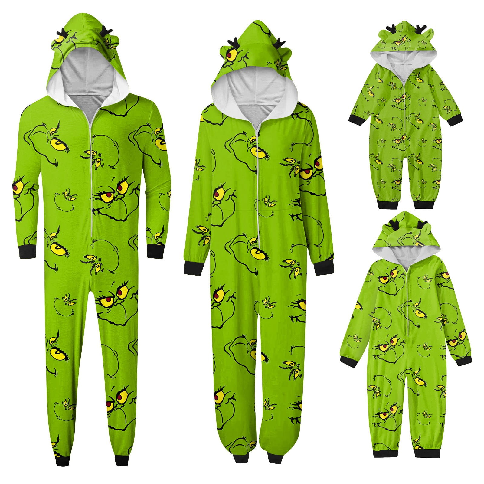 Pyjamas Assortis pour la Famille de Noel Grinch Tenues de Detente de Noel Cerf Elan Pyjamas de Nuit Xmas Pyjamas de Noel Assortis Pjs pour Famille
