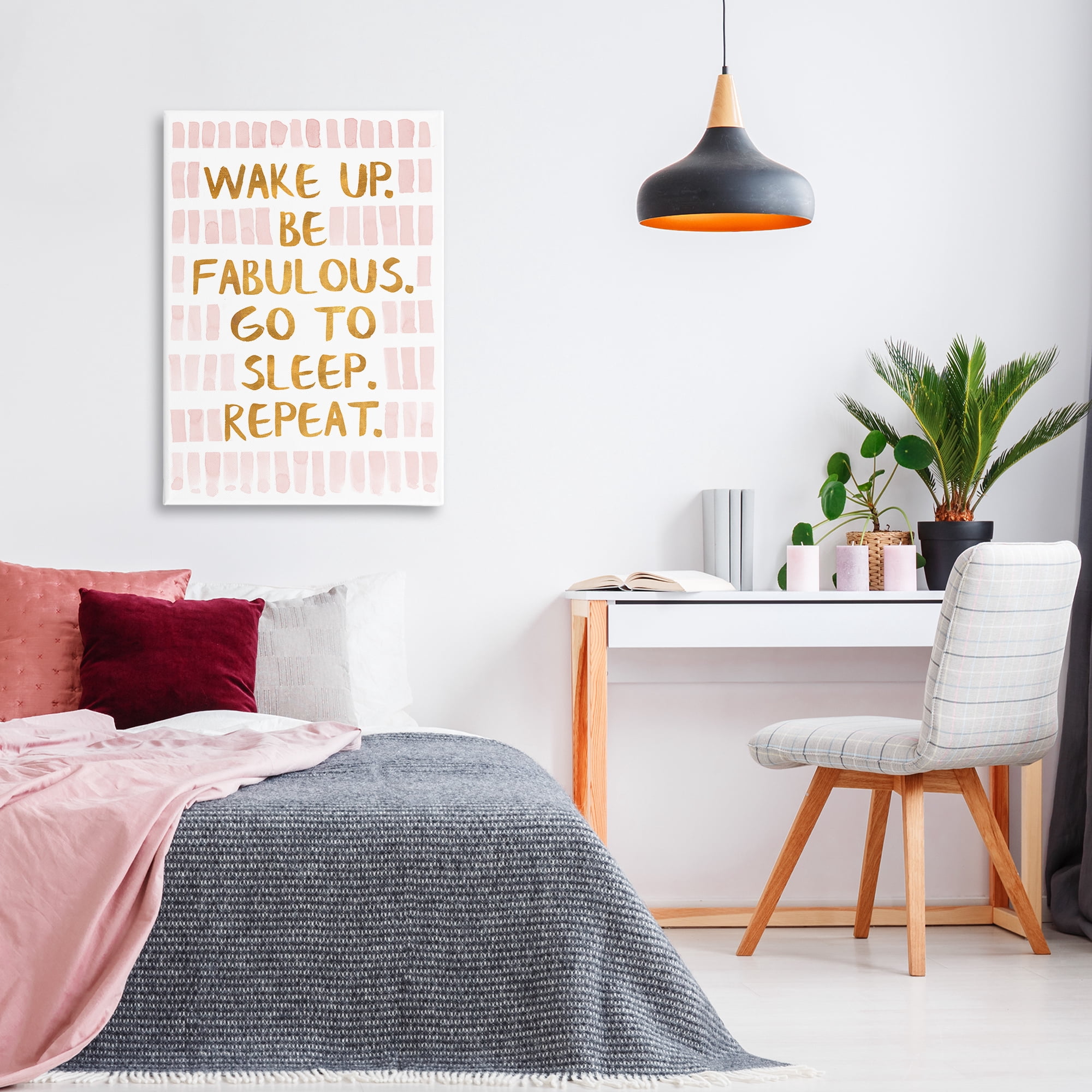 Stupell Industries Wake Up Be Fabulous Typography Painting Gallery Wrapped Canvas Art Print Wall Art, 24 x 36