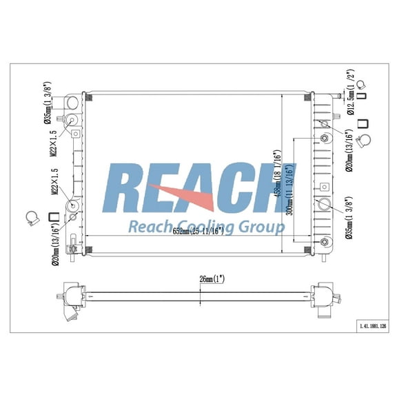 REACH 41-1881 Radiator for 99-97 Cadillac Catera, Automotive Radiator Replacement Part