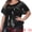 Black, variant on DARING DIVA Women's Plus Full Sequin Tops Sparkle Night Blouses 1X Black