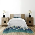 thumbnail image 4 of Ambesonne Japanese Wave Quilted Bedspread Set 2 Pcs, Aquatic Swirls, Twin Size, Grey Blue Cream, 4 of 5