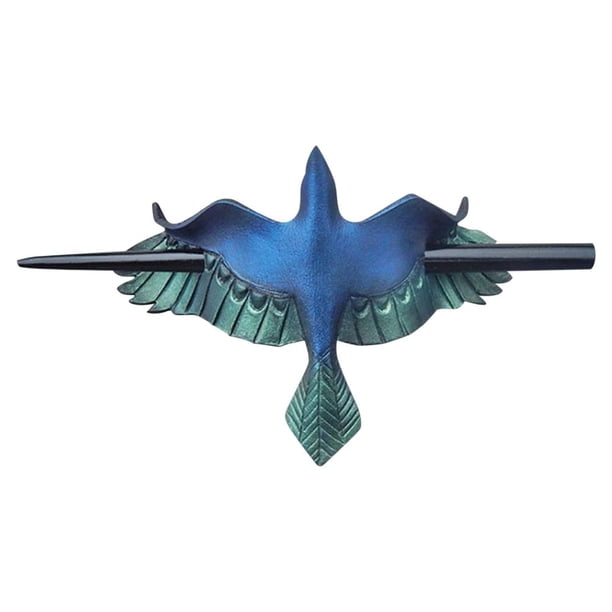 Retro Blue Bird/Green Leaf Hair Pin Stick Slide Con Stick Personality Gift Para Mujeres Party Cosplay Props Cateissary AP006401-01
