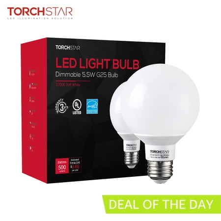 TORCHSTAR UL-Listed G25 LED Light Bulb  Dimmable