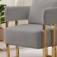 thumbnail image 6 of TS Modern decorative chair, living room side chair with gold metal legs, no wheels, suitable for dressing area, reception room, office,Teddy fleece upholstered metal foot sofas 2PCS Grey, 6 of 11