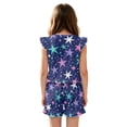 thumbnail image 2 of ZIATUBLES Girls Summer Casual Romper Button Round Neck Playsuit Outfit for Girl Kids 7-8 Y, Ruffle Sleeve Elastic Waist Design One-Piece Short Jumpsuit, Multicolor Star Print, 2 of 6