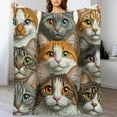 thumbnail image 3 of nygtbtfer Cute Cat Sherpa Blanket Pet Funny Cats Toddler Fleece Throw Blanket for Kids Boys Cat Floral Purple Fuzzy Blanket for Sofa Bed Couch Feline Animal Lovely Decor White, 3 of 6