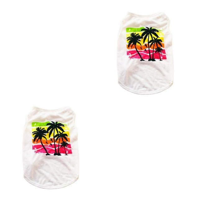 Ropa para perros Methold Camisa Chalecos de verano Patrón de coco Blanco L 2piezas