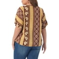 thumbnail image 4 of DARING DIVA Women's Plus Boho Tops Floral Tied V Neck Blouse Shirts 2X Brown, 4 of 6
