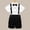 Black, variant on Boys British Style Formal Suit, Short Sleeve Shirt and Suspender Pants Performance Wear