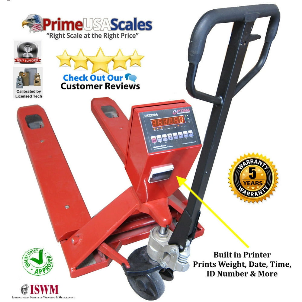 5 Year Warranty Pallet Jack scale with Builtin Printer 2,500 lb x .5